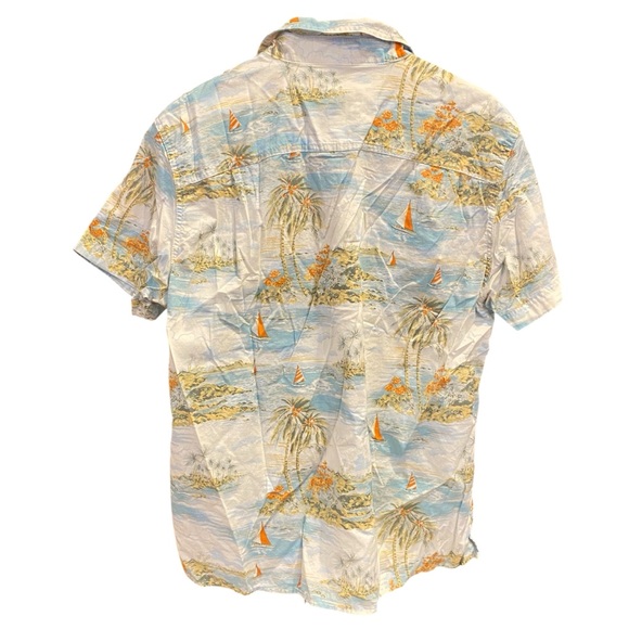 American Eagle Hawaiian Shirt Mens Sz‎ L Button Up Cotton Tropical Beach Sailing - Picture 3 of 8